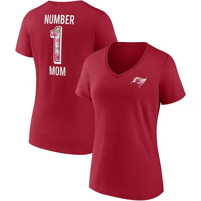 T-shirt à col en V de l'équipe Fanatics Red Tampa Bay Buccaneers pour femmes, fête des mères