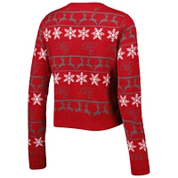Women's FOCO Red Tampa Bay Buccaneers Ugly Holiday Cropped Sweater
