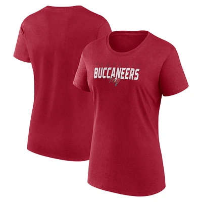 T-shirt rouge athlétique avec logo pour femme des Buccaneers de Tampa Bay