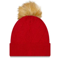 Women's New Era Red Tampa Bay Buccaneers Snowy Cuffed Knit Hat with Pom