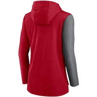 Women's Nike Red/Heathered Charcoal Tampa Bay Buccaneers Chevron Hoodie Performance Long Sleeve T-Shirt