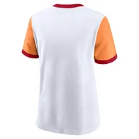 T-shirt Nike pour femmes, blanc/orange, Tampa Bay Buccaneers Rewind Ringer