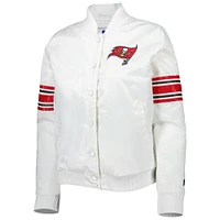 Women's Starter White Tampa Bay Buccaneers Line Up Satin Full-Snap Varsity Jacket