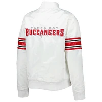 Women's Starter White Tampa Bay Buccaneers Line Up Satin Full-Snap Varsity Jacket