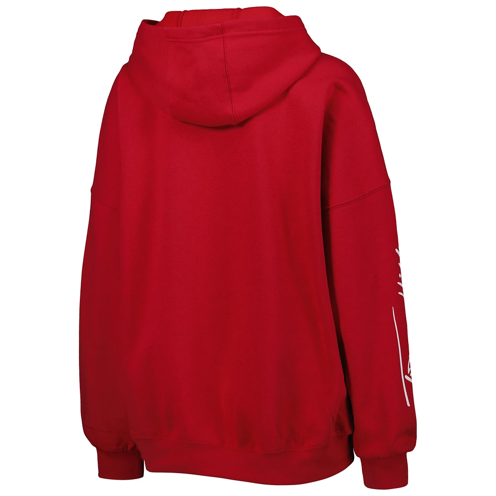 Women's Tommy Hilfiger Red Tampa Bay Buccaneers Becca Drop Shoulder Pullover Hoodie