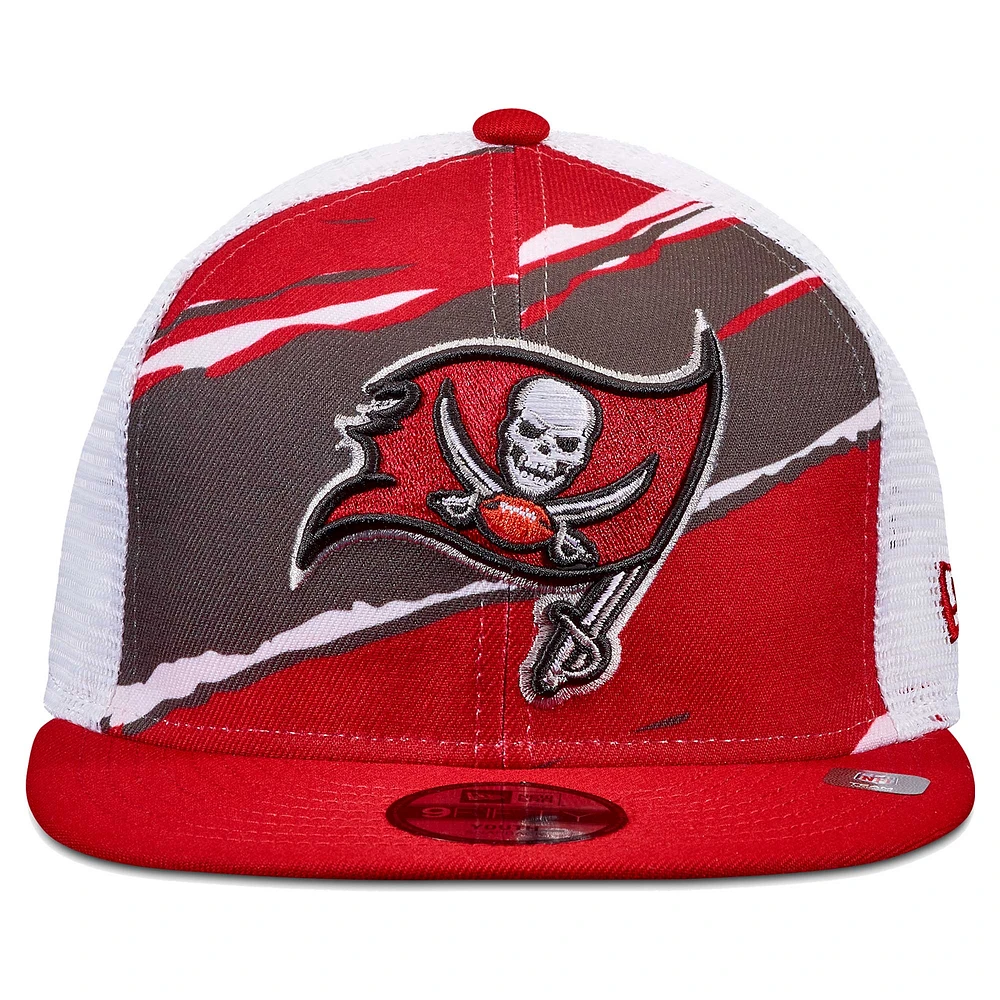 Youth New Era Red Tampa Bay Buccaneers Tear 9FIFTY Trucker Snapback Hat