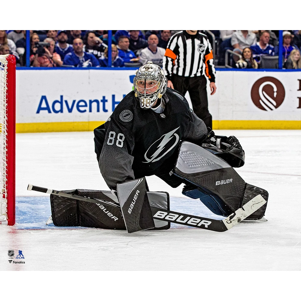 Andrei Vasilevskiy Tampa Bay Lightning Unsigned Alternate Black Jersey Goal Photograph