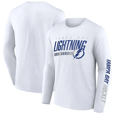 T-shirt à manches longues blanc Fanatics pour hommes Tampa Bay Lightning