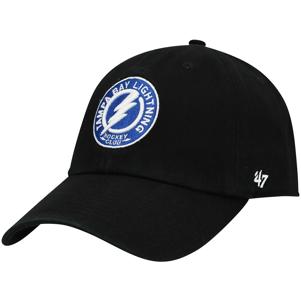 Men's '47 Black Tampa Bay Lightning Team Clean Up Adjustable Hat