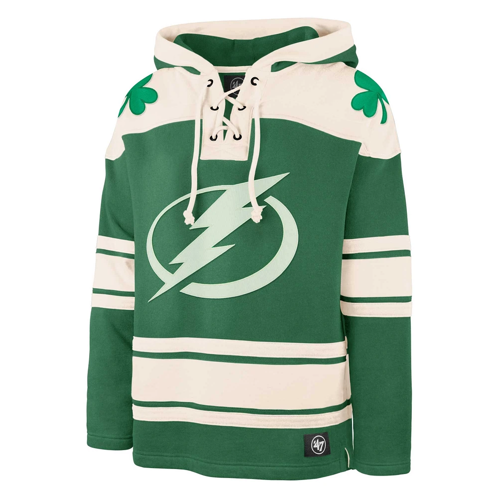 Sweat à capuche en dentelle supérieure '47 Kelly Green Tampa Bay Lightning St. Patrick's Day pour hommes