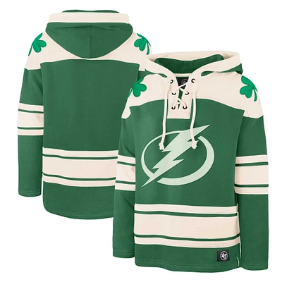 Men's '47 Kelly Green Tampa Bay Lightning St. Patrick's Day Superior Lacer Pullover Hoodie