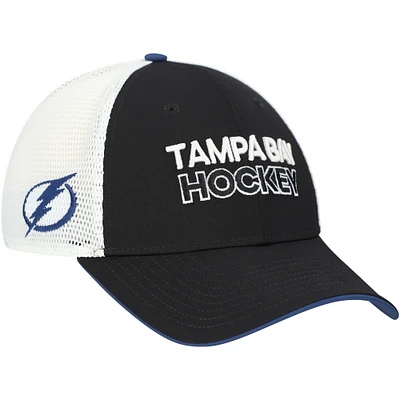 Casquette ajustable Fanatics noire/blanche pour homme Tampa Bay Lightning Authentic Pro Rink Alternate Trucker