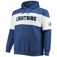 Men's Fanatics Blue/White Tampa Bay Lightning Big & Tall Colorblock Fleece Hoodie