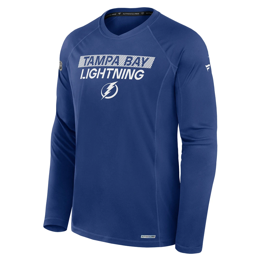 Men's Fanatics Blue Tampa Bay Lightning Authentic Pro Rink Tech Long Sleeve T-Shirt