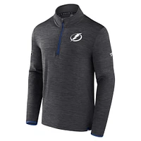 Men's Fanatics  Heather Charcoal Tampa Bay Lightning Authentic Pro Quarter-Zip Pullover Top
