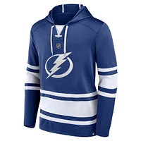 Men's Fanatics Nikita Kucherov Blue Tampa Bay Lightning Name & Number Lace-Up Pullover Hoodie
