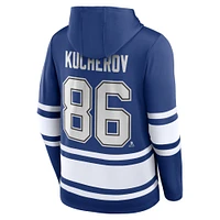 Men's Fanatics Nikita Kucherov Blue Tampa Bay Lightning Name & Number Lace-Up Pullover Hoodie