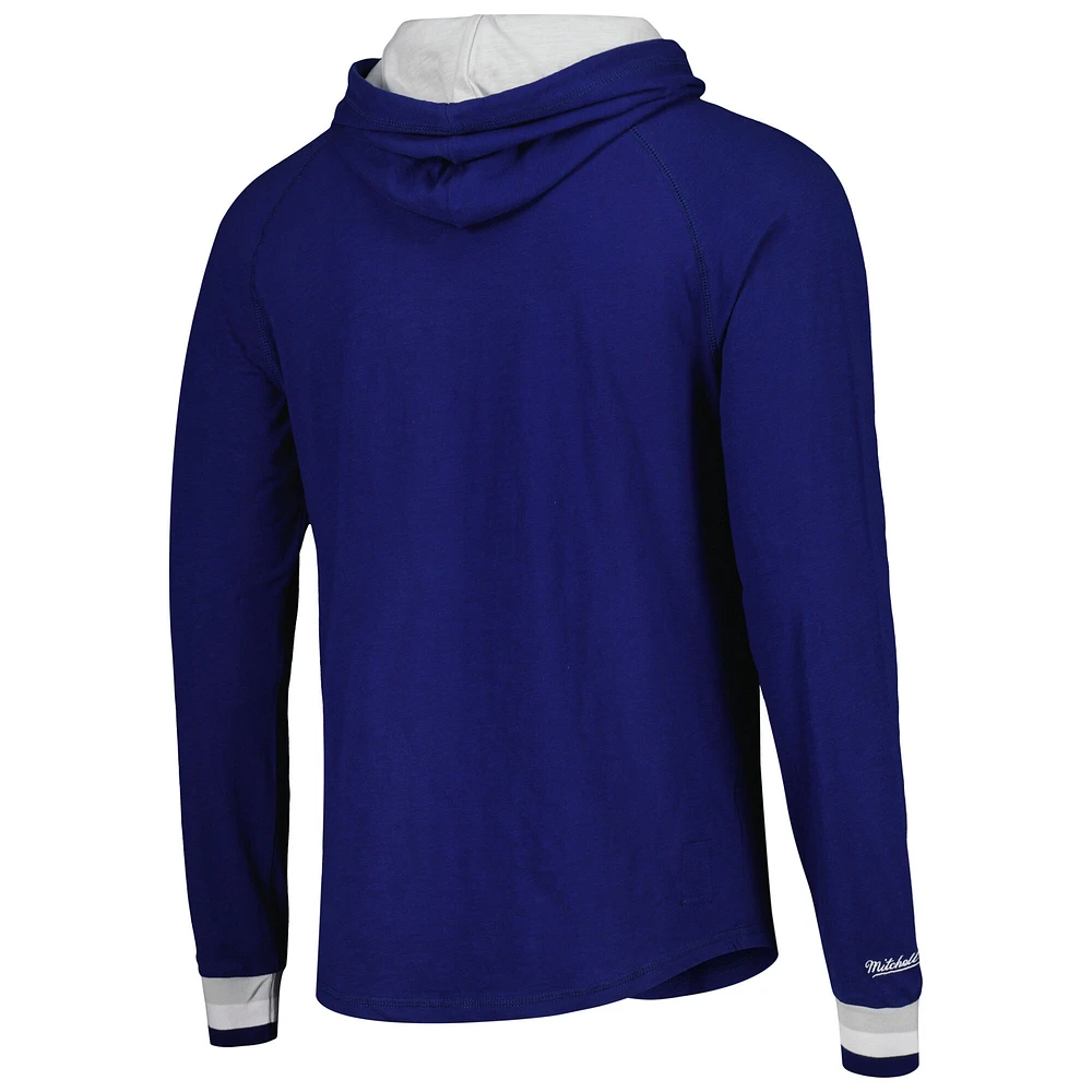 Men's Mitchell & Ness Blue Tampa Bay Lightning Legendary Slub Hoodie Long Sleeve T-Shirt