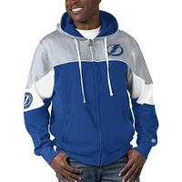 Men's Starter  Blue/Gray Tampa Bay Lightning Power Forward Full-Zip Hoodie