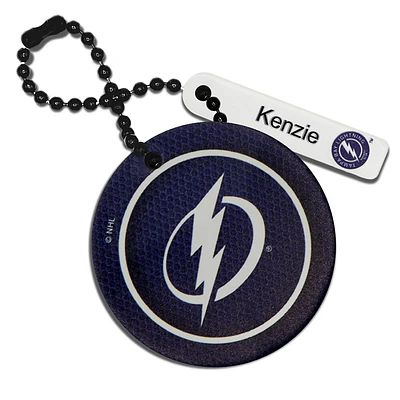 Navy Tampa Bay Lightning Personalized Leather Round Bag Tag