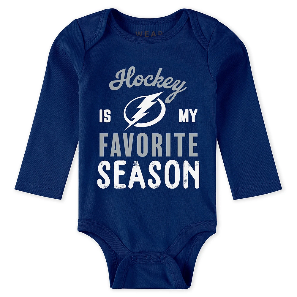 Newborn & Infant WEAR by Erin Andrews Tampa Bay Lightning Turn Me Around Bodysuits Pants 3-Piece Set