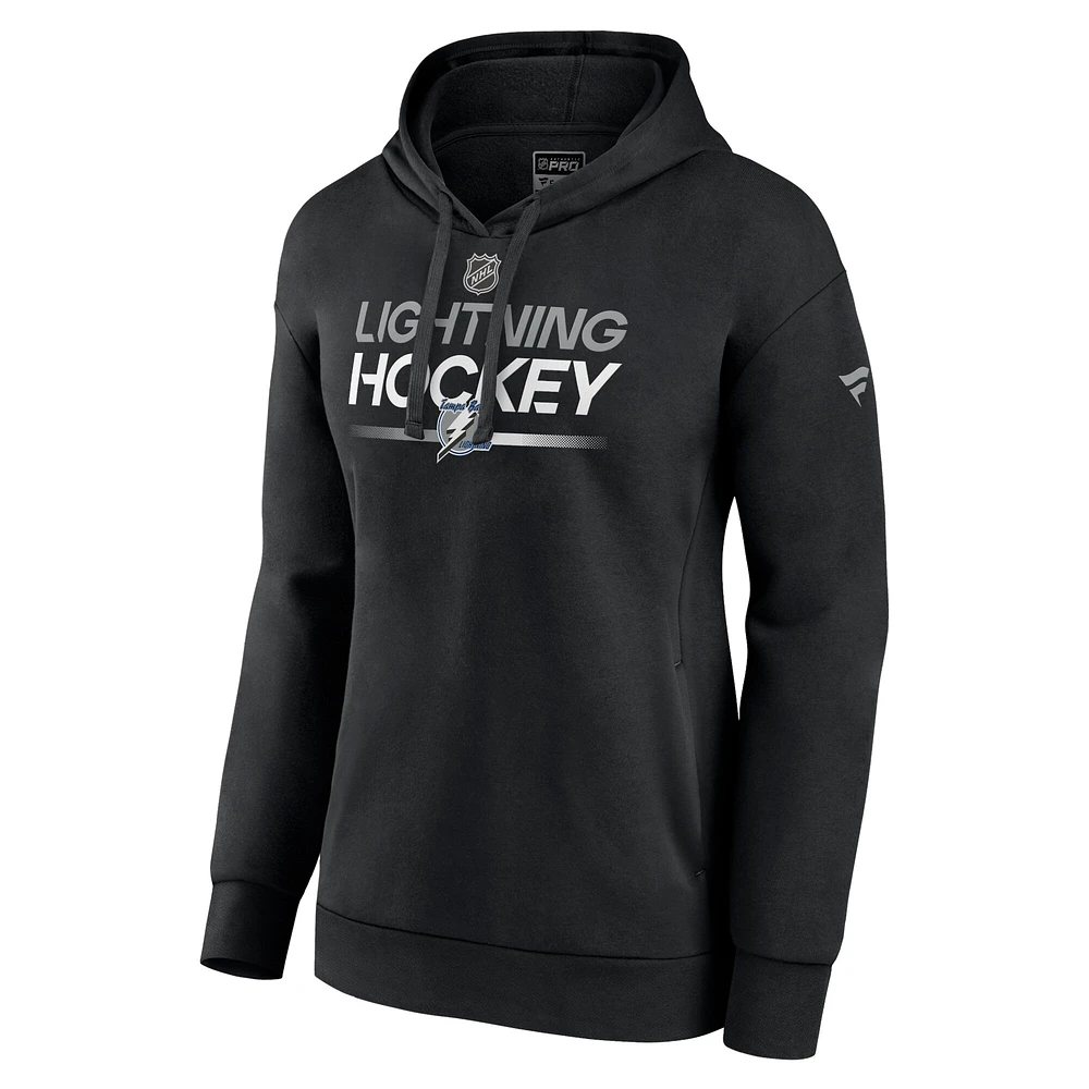 Women's Fanatics Black Tampa Bay Lightning Authentic Pro Alternate Wordmark Fleece Pullover Hoodie