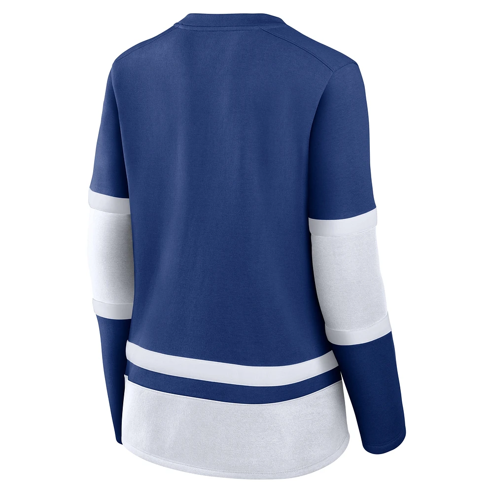 Women's Fanatics Blue Tampa Bay Lightning Prime Time Lace-Up Long Sleeve T-Shirt