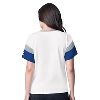 T-shirt surdimensionné à col en V et strass G-III 4Her by Carl Banks pour femme, blanc, Tampa Bay Lightning Rink