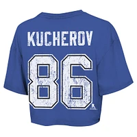 Women's Majestic Threads Nikita Kucherov Royal Tampa Bay Lightning Behind The Net Boxy Name & Number Cropped T-Shirt