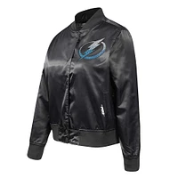 Women's Pro Standard  Black Tampa Bay Lightning Rhinestone Jewels Satin Full-Snap Jacket