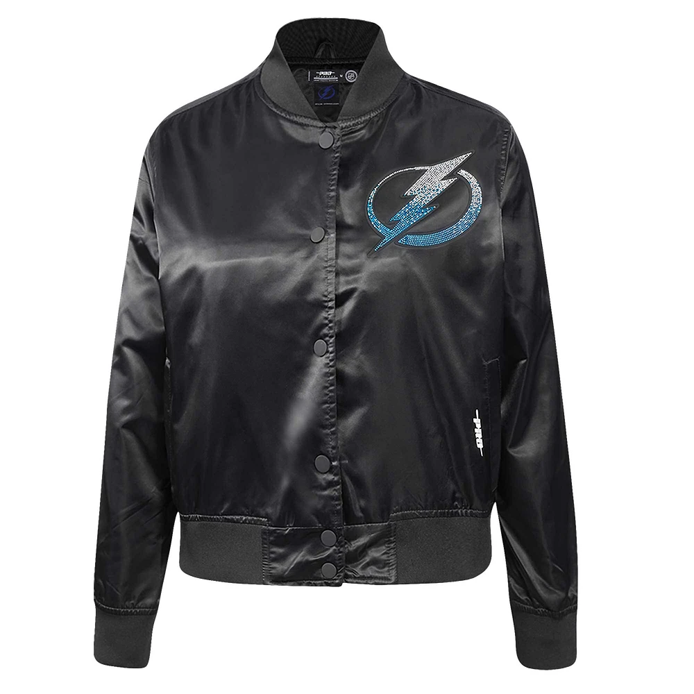 Women's Pro Standard  Black Tampa Bay Lightning Rhinestone Jewels Satin Full-Snap Jacket