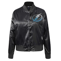 Women's Pro Standard  Black Tampa Bay Lightning Rhinestone Jewels Satin Full-Snap Jacket