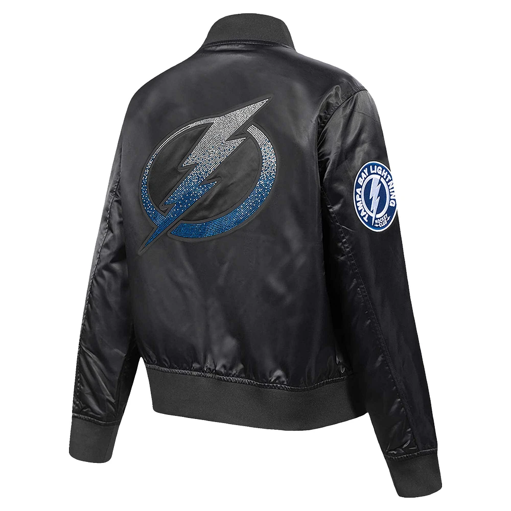 Women's Pro Standard  Black Tampa Bay Lightning Rhinestone Jewels Satin Full-Snap Jacket