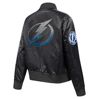 Women's Pro Standard  Black Tampa Bay Lightning Rhinestone Jewels Satin Full-Snap Jacket