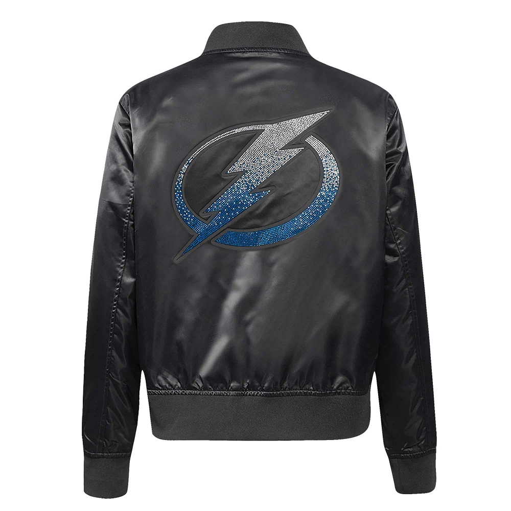 Women's Pro Standard  Black Tampa Bay Lightning Rhinestone Jewels Satin Full-Snap Jacket
