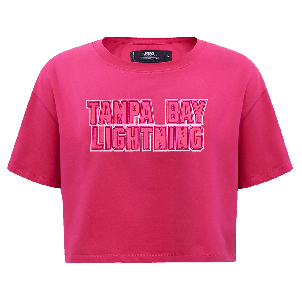 Women's Pro Standard Tampa Bay Lightning Triple Pink Cropped Boxy T-Shirt