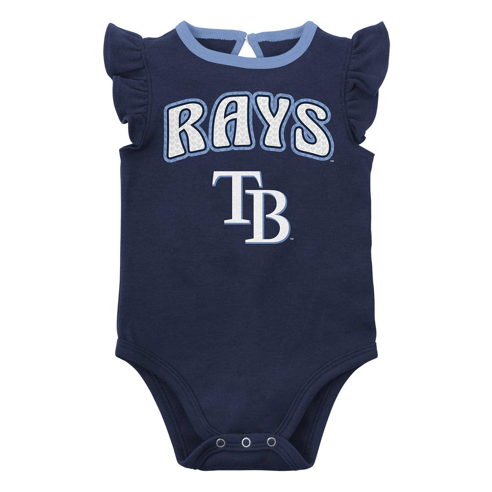 Girls Newborn & Infant Navy/Heather Gray Tampa Bay Rays Little Fan Two-Pack Bodysuit Set