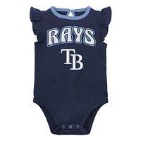 Girls Newborn & Infant Navy/Heather Gray Tampa Bay Rays Little Fan Two-Pack Bodysuit Set