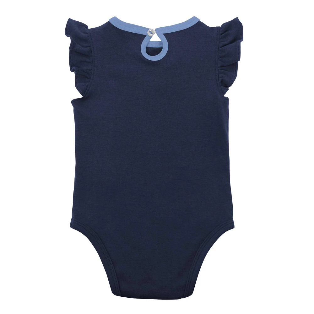 Girls Newborn & Infant Navy/Heather Gray Tampa Bay Rays Little Fan Two-Pack Bodysuit Set