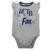 Girls Newborn & Infant Navy/Heather Gray Tampa Bay Rays Little Fan Two-Pack Bodysuit Set