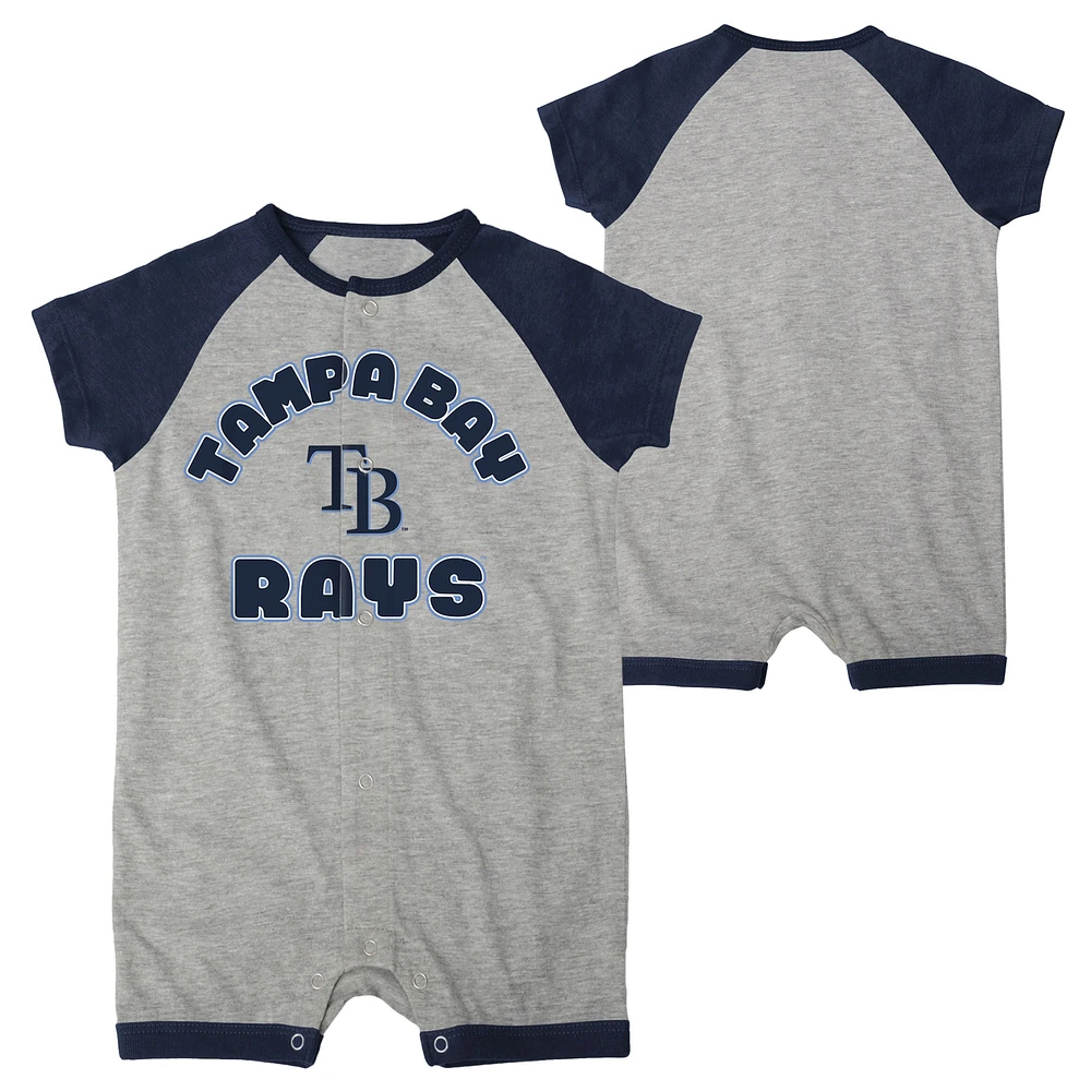 Infant Heather Gray Tampa Bay Rays Extra Base Hit Raglan Full-Snap Romper