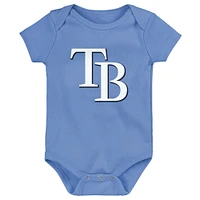 Infant Light Blue/White/Heather Gray Tampa Bay Rays Biggest Little Fan 3-Pack Bodysuit Set