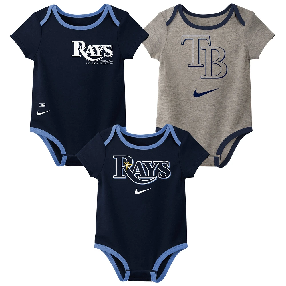 Infant Nike Tampa Bay Rays Authentic Collection Three-Pack Bodysuit Set