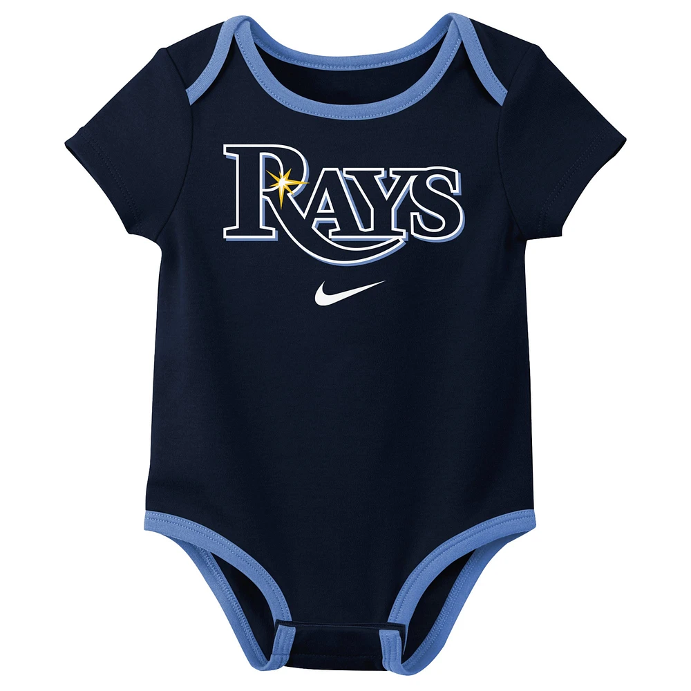 Infant Nike Tampa Bay Rays Authentic Collection Three-Pack Bodysuit Set