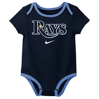 Infant Nike Tampa Bay Rays Authentic Collection Three-Pack Bodysuit Set