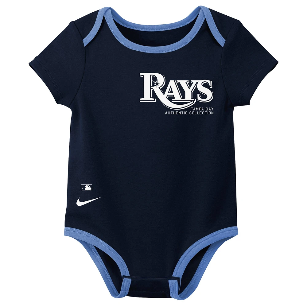 Infant Nike Tampa Bay Rays Authentic Collection Three-Pack Bodysuit Set