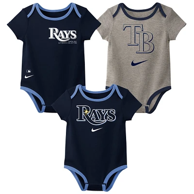 Infant Nike Tampa Bay Rays Authentic Collection Three-Pack Bodysuit Set