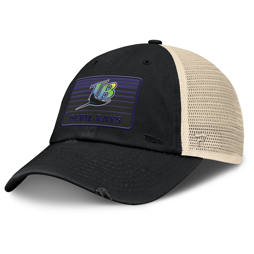 Men's Fanatics  Black/Natural Tampa Bay Rays Cooperstown Collection Eastbound Mesh Adjustable Hat