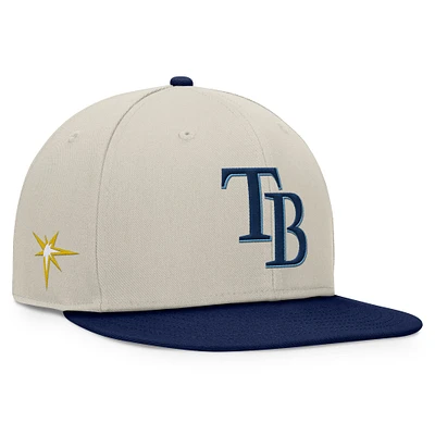 Casquette Snapback bicolore kaki/bleu marine Fanatics pour hommes des Rays de Tampa Bay