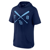 Haut à capuche manches courtes emblématique des Tampa Bay Rays Fanatics pour hommes, bleu marine